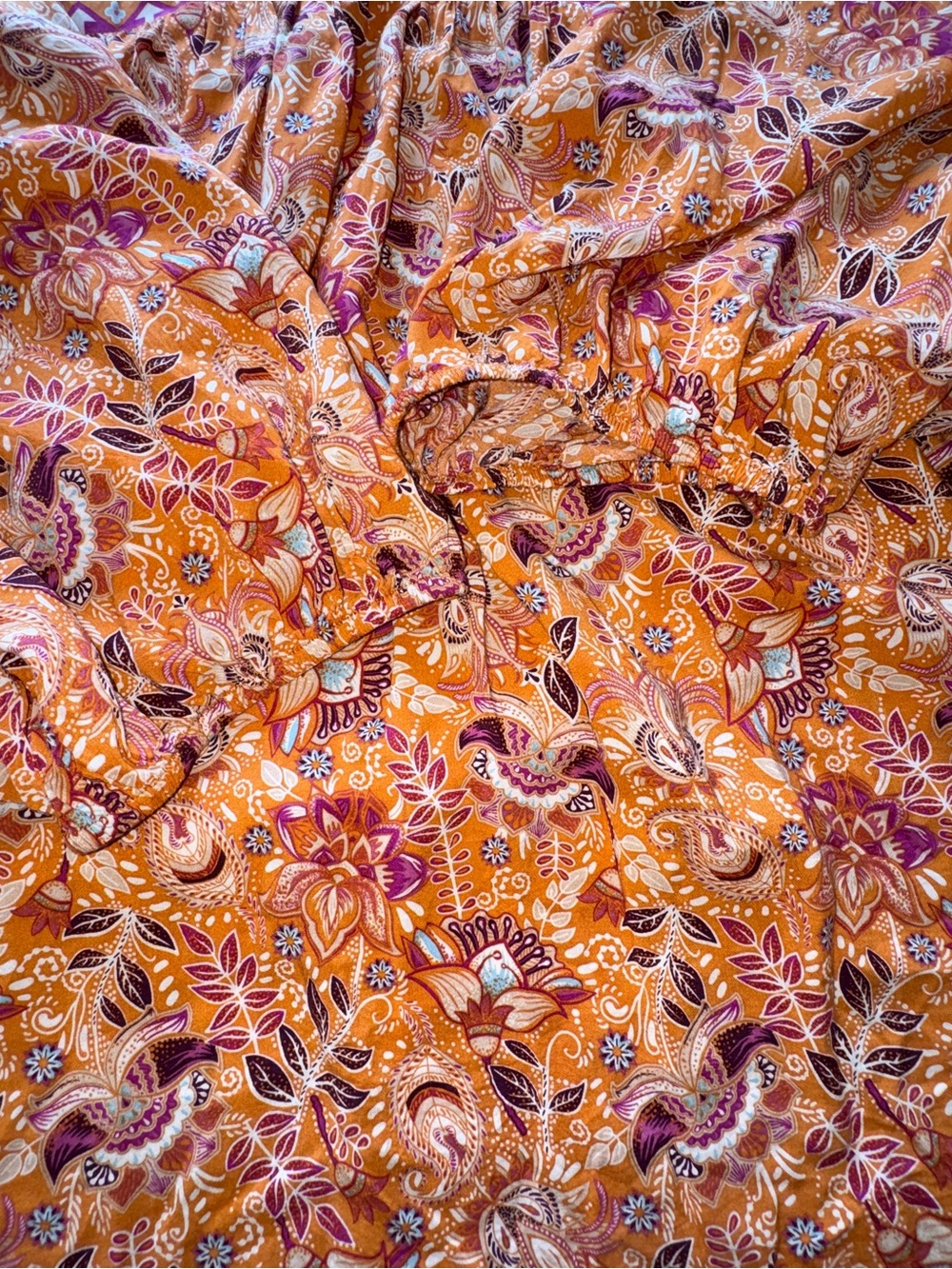 Cato Orange Paisley Peasant Tunic, Boho floral, loose fit, Sz 26/28 or 4X - Picture 11 of 14